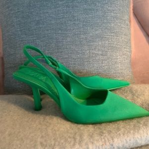 Zara Green Sling Back Heels